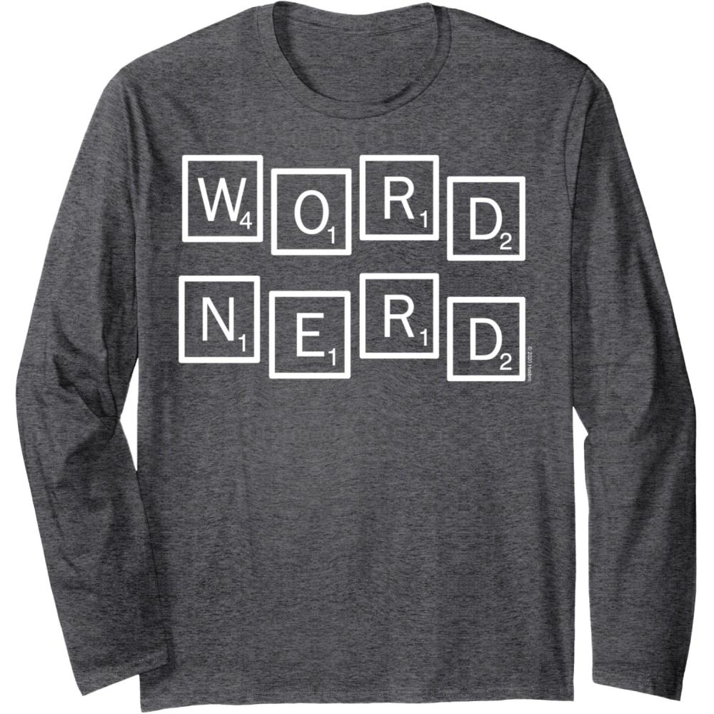 imageScrabble Word Nerd Tiles Long Sleeve TShirtDark Heather Grey