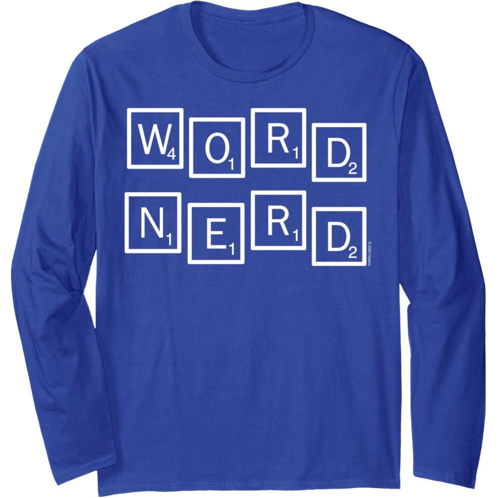 imageScrabble Word Nerd Tiles Long Sleeve TShirtRoyal Blue