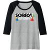 Not Sorry Logo Raglan Baseball Tee(Black/Athletic Heather)