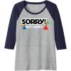 Not Sorry Logo Raglan Baseball Tee(Navy Blue/Athletic Heather)