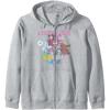 Candy Land Retro Game Characters Group Shot Logo Zip Hoodie(Heather Grey)