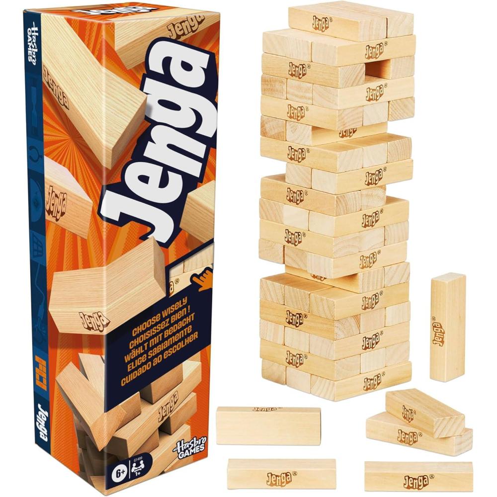 imageOfficial Hasbro Games Jenga Game  Digital Die for 6 More Ways to Play  Original Wood Block Game  Stacking Tower  Ages 6  1 Players  Party Games  Kids