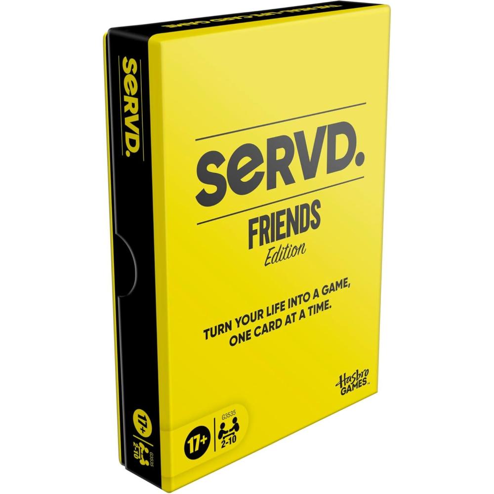 imageHasbro SERVD Friends Edition Party Game  Hilarious RealLife Card Game for Adults  Inject Fun and Strategy into Time with Friends  210 Players  Ages 17