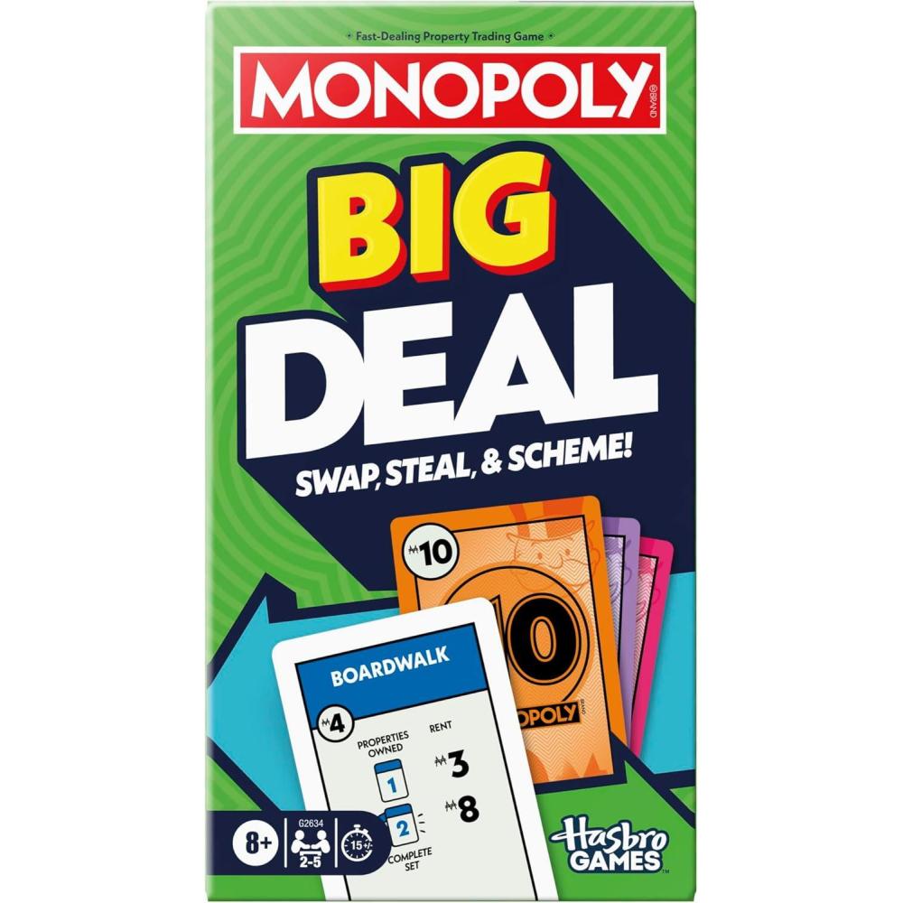 imageMonopoly Big Deal Card Game  Oversized Giant Large Cards for Family Fun  Ages 8  2 to 5 Players  15 Mins  Travel Games for Kids and Adults