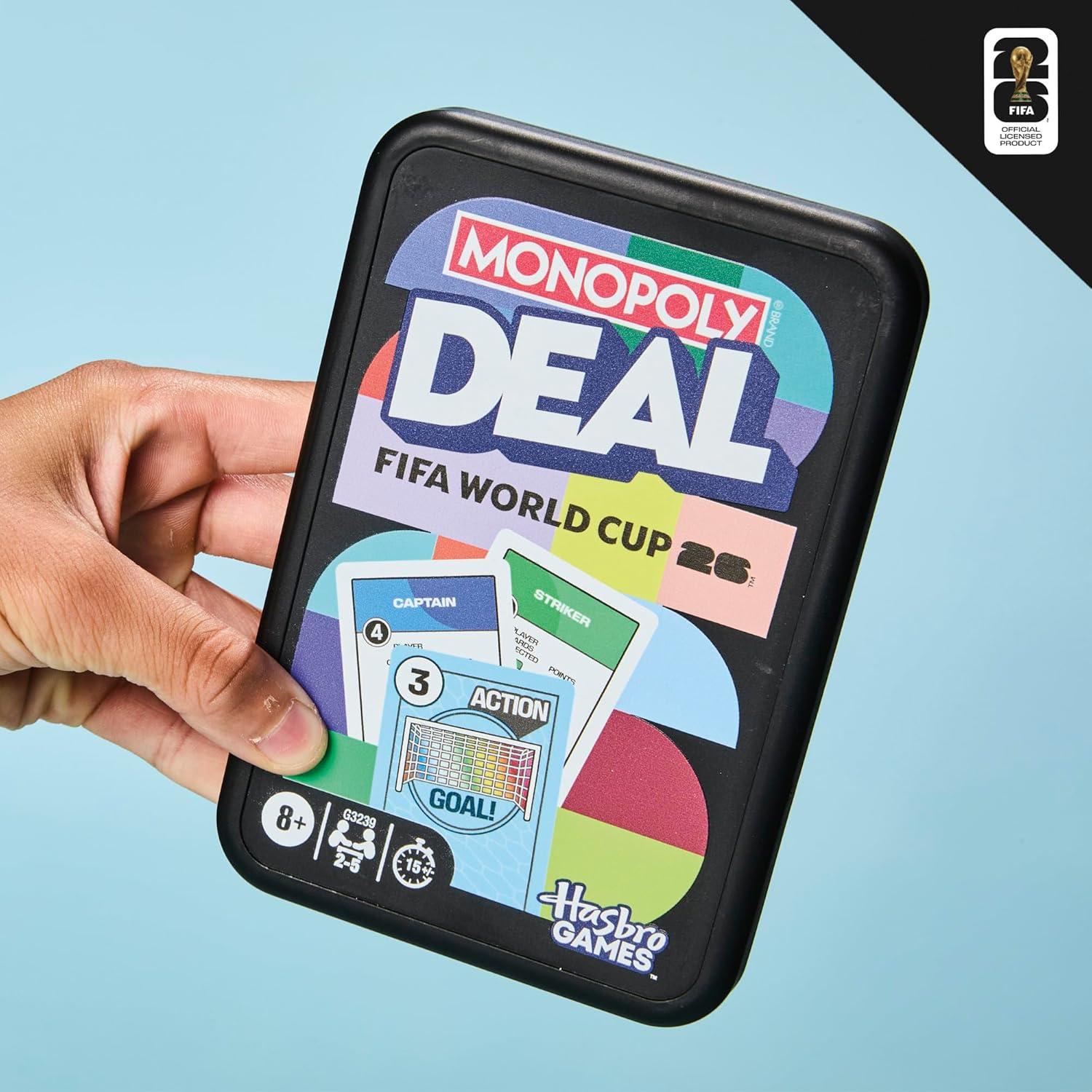 image:imageMonopoly Deal FIFA World Cup 2026 Edition Game Officially Licensed FIFA World Cup Soccer Card Game for Kids Ages 8 2 to 5 Players 15 Mins