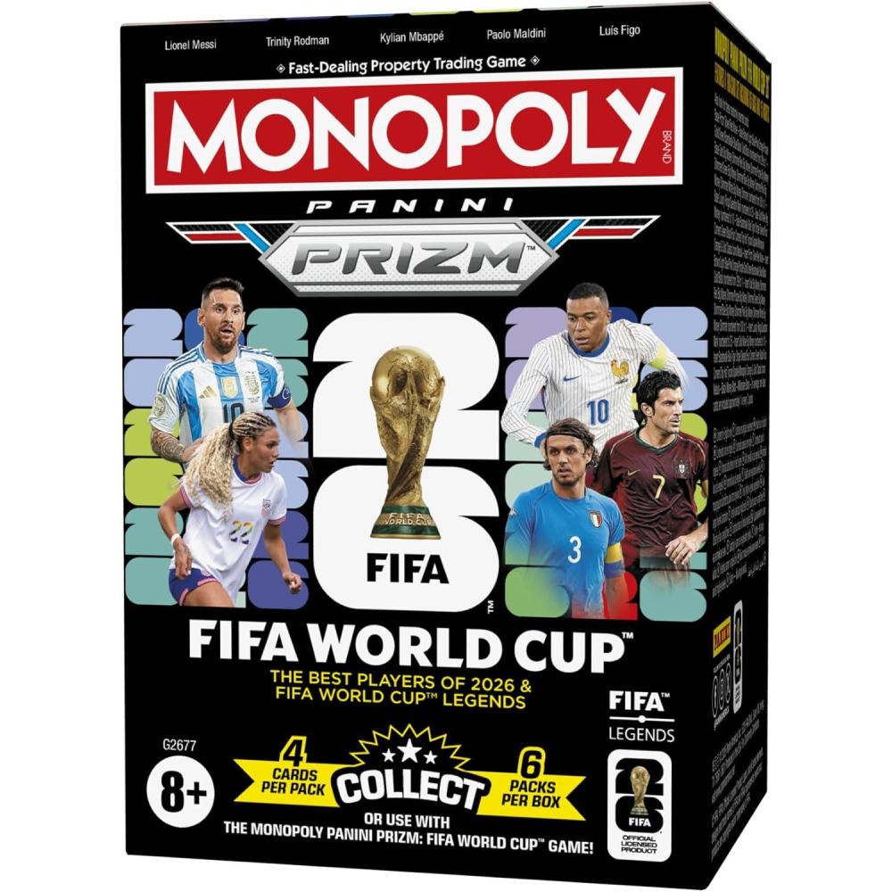 image:imageMonopoly Panini Prizm FIFA World Cup Trading Cards Booster Box  Current Stars and FIFA World Cup Legends  Gifts for Soccer Fans
