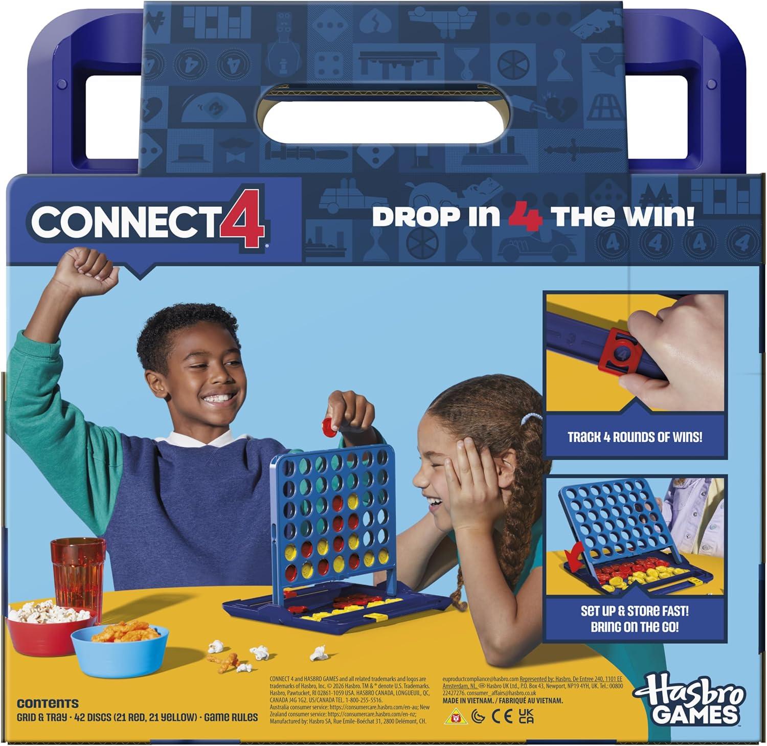 image:imageOfficial Hasbro Games Connect 4 Game 2025 Edition Allin1 Storage Carrying Case Score Tracker Ages 6 2 Players Family Games for Kids