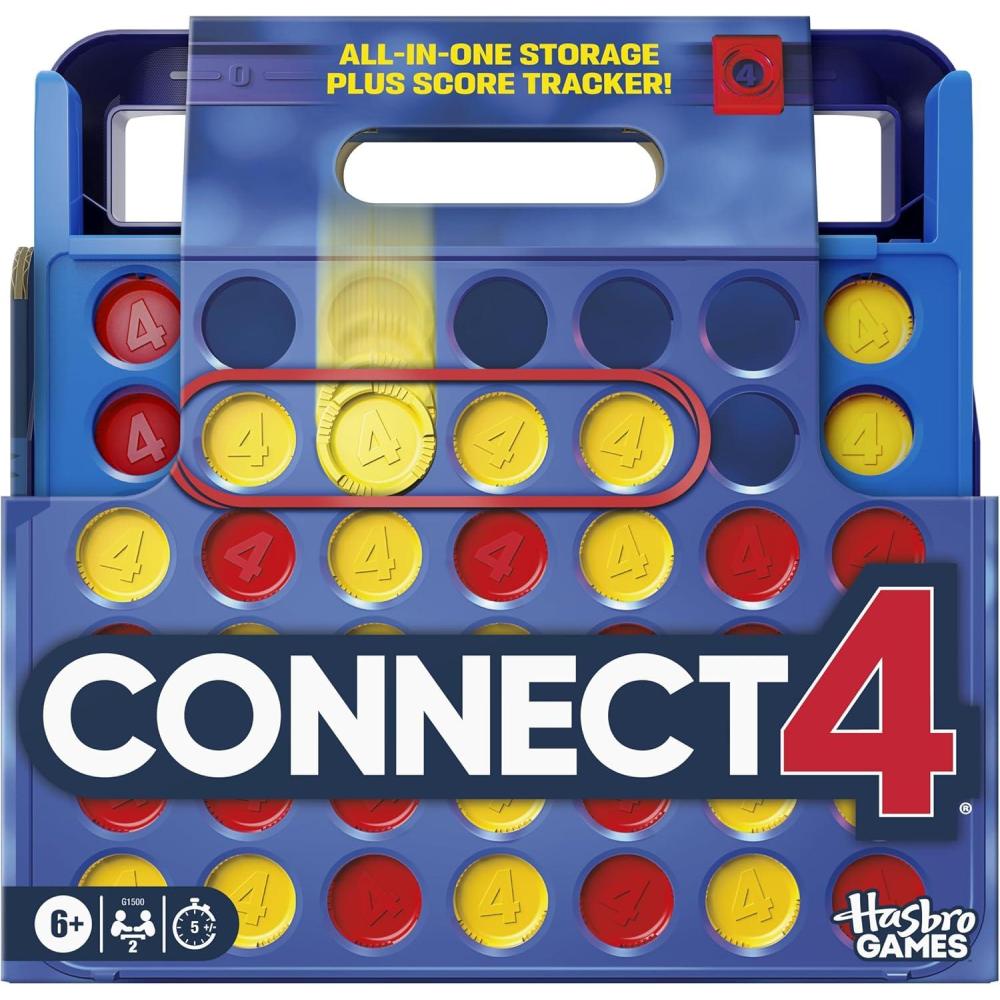 image:imageOfficial Hasbro Games Connect 4 Game 2025 Edition  Allin1 Storage Carrying Case Score Tracker  Ages 6  2 Players  Family Games for Kids