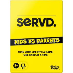 Hasbro SERVD Kids vs Parents Edition Game – Hilarious Real-Life Family Card Game for Kids, Teens, Adults – Fun Challenges – 2-6 Players – Ages 8+(Kids vs Parents)